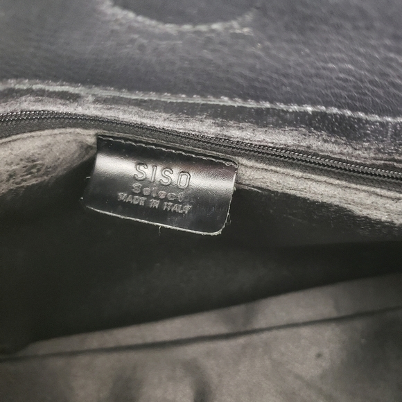 Vintage Siso Select black pebbled leather shoulder bag double strap drawstring - Picture 12 of 12